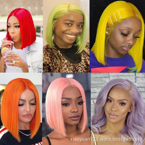 May queen Cheap Human Hair Wig Straight Short Bob Lace Front Wig 100% Virgin Brazilian Hair Transparent Wigs For Black Women